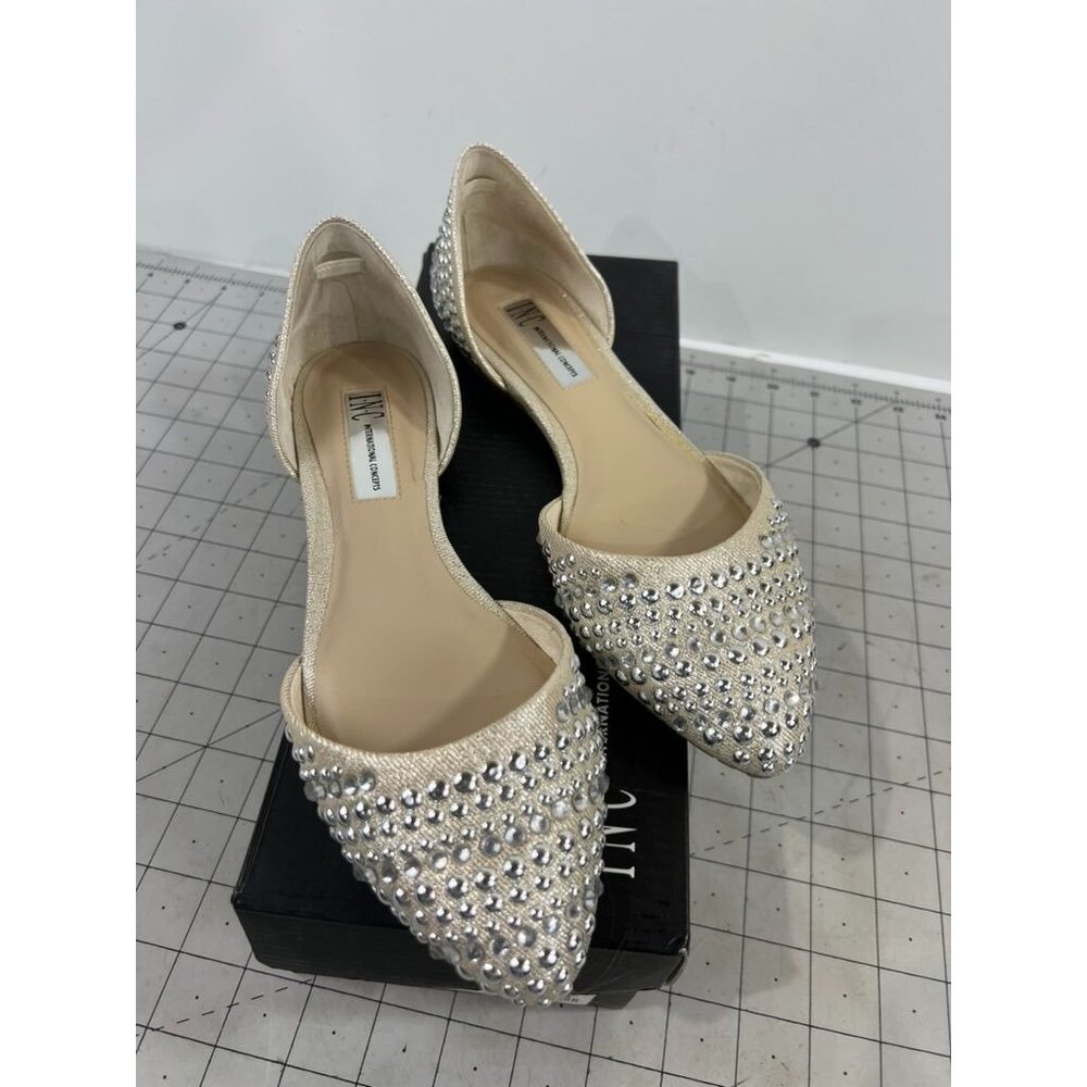 INC International Concepts Crescente 2 Sz. 7.5 Pearl Gold Flats ~~minty~~ - Picture 2 of 14